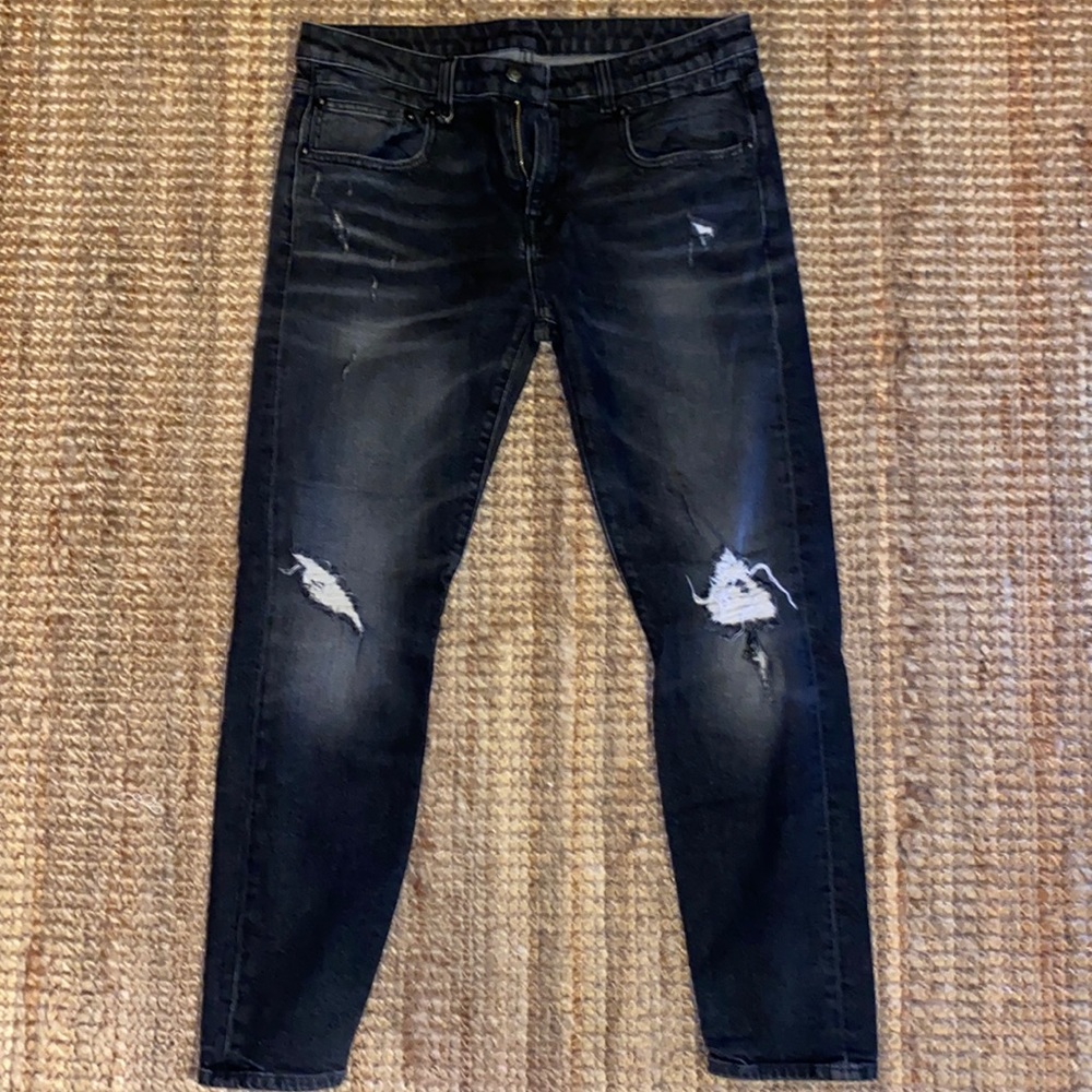R13 Women's Boyfriend Jeans in Distressed Black Wash